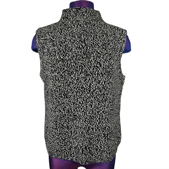 Talbots Black & White Flecked Mock‎ Neck Sleeveless Sweater Size MP Women's - Picture 7 of 7
